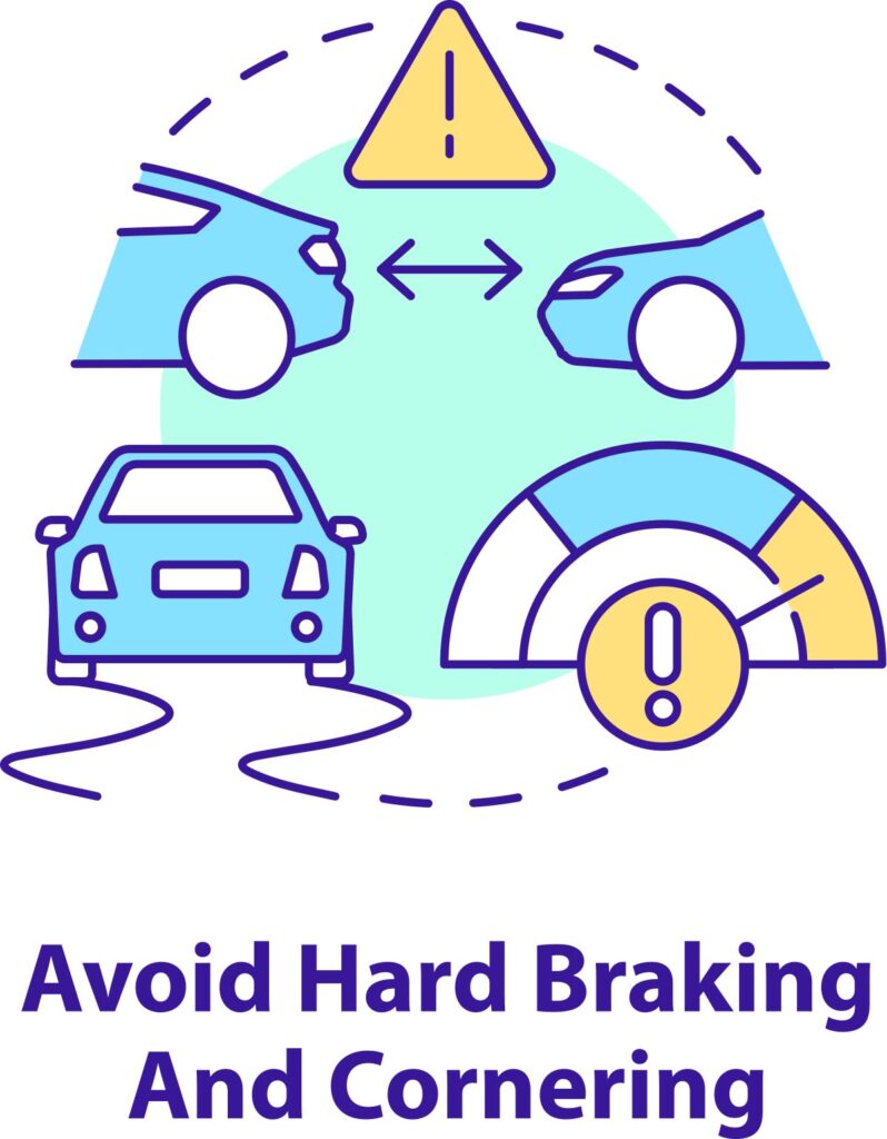 Avoid Hard Braking and Cornering during driving test